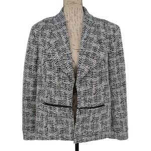 KASPER Blazer Size 18 Black White Animal Print NWOT Large Collar